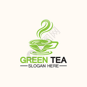 茶杯标志矢量设计 绿茶矢量标志模板香气艺术草本植物餐厅徽章插图咖啡店品牌饮料标签图片