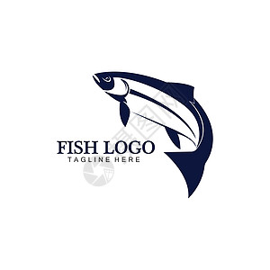 鱼抽象图标设计标志模板 钓鱼俱乐部或在线商店的创意矢量符号标签动物艺术游泳店铺蓝色水族馆野生动物圆圈食物图片