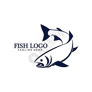 鱼抽象图标设计标志模板 钓鱼俱乐部或在线商店的创意矢量符号动物蓝色艺术插图店铺食物标识野生动物水族馆公司图片