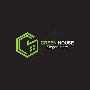 绿色房屋标志 生态住宅隔离黑色背景的房地产标志理念身份技术标识商业推广品牌网络公司建造城市图片