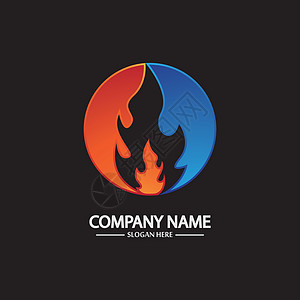 黑色背景上的抽象火焰标志模板 企业品牌标识字母商业海浪脉冲身份力量字体品牌刷子公司图片