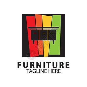 抽象家具标志设计理念 椅子 沙发 桌子和家居用品的符号和图标手工手臂插图徽章零售精英办公室奢华座位扶手椅图片