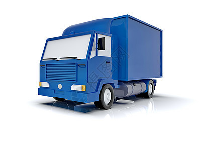 白色背景的蓝色玩具商用运货卡车卡车运输服务速度插图盒子车轮后勤交通船运图片