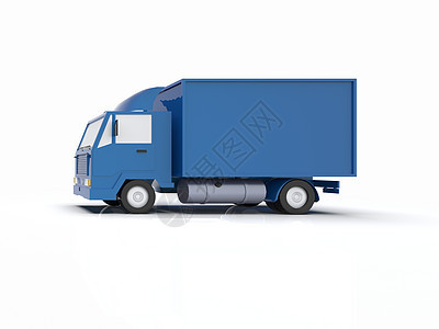 白色背景的蓝色玩具商用运货卡车船运交通驾驶车辆运输货车汽车货物后勤司机图片