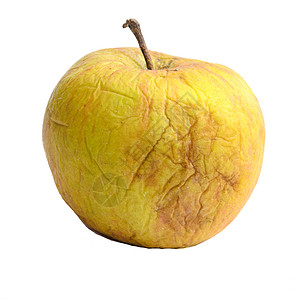 黄色枯萎苹果在白色背景中被孤立图片