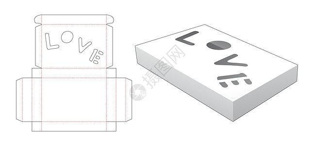 带爱字形窗口模切模板的翻盖锡盒图片