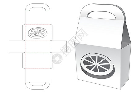 带有橙色形状窗口模切模板的提手袋图片