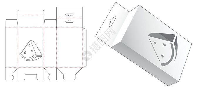 带有西瓜形窗口模切模板的提手包装盒图片