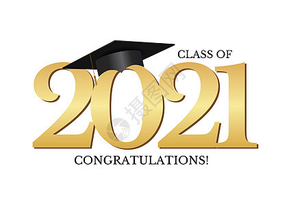 2021 年毕业班 毕业帽和五彩纸屑 矢量图 Eps1学校学生插图大学班级庆典仪式卡片学院帽子图片