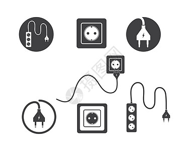 电插座插头矢量 它制作图案闪电螺栓插图电压电路出口超载风暴技术金属图片