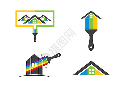 房子 建筑涂料标志图标矢量图商业标识建造画笔村庄住宅销售装饰风格房地产图片