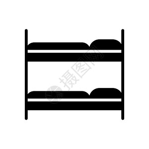 双层床平面矢量隔离符号字形 ico汽车枕头房子孩子们房间插图旅馆宿舍酒店旅行图片