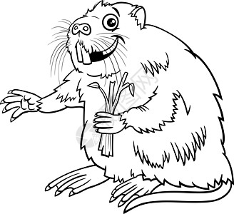 卡通海狸鼠漫画动物角色着色书 pag图片