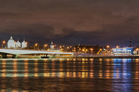 俄罗斯 圣彼得堡 内瓦河亚历山大涅夫斯基大桥夜景旅游大教堂景观城市旅行历史航海地标图片