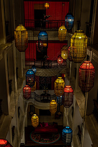 中国传统竹制吊灯手工鸟笼灯泡灯笼艺术家具风格柳条天花板装饰建筑学橙子文化图片