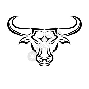 公牛的线向量图前视图 它是金牛座的标志标识野生动物野牛农场绘画水牛奶牛荒野日历牛肉图片