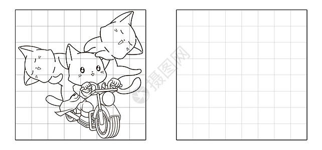 复制猫骑摩托车卡通图片图片