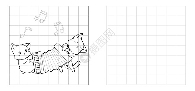 复制猫正在拉手风琴卡通图片图片