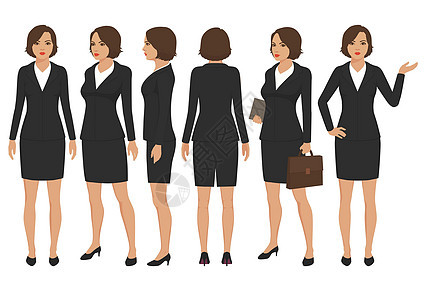 女商务人士或秘书白色戏服商务姿势商业公司办公室人士工人插图图片