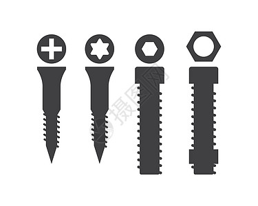 螺母和螺丝图标矢量图设计铆钉坚果白色插图工具螺栓金属指甲工作工业图片