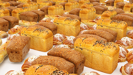 面包面包卷羊角面包套装或系列烘焙食品和面包营养食物3d糕点粮食蛋糕产品收藏包子谷物图片