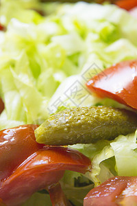 生菜沙拉加番茄和泡菜饮食小吃维生素蔬菜餐厅盘子桌子食物沙拉美食图片