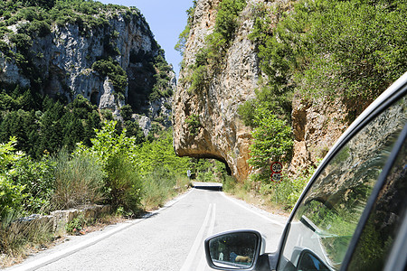 Taygetos 山区公路小路吸引力石头峡谷全景爬坡戏剧性悬崖远足风景图片