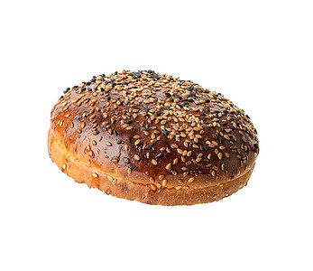 汉堡包烤棕褐圆芝麻面包上半顶半图片