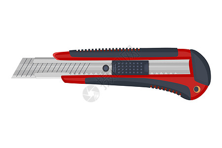 切口孤立在白色背景上的红色切刀插画