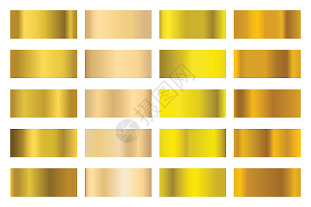 带有闪亮金色全息图的金属渐变系列 全息箔纹理 青铜色和金色渐变 用于框架 丝带 边框 其他设计的矢量集插图调色板网络魅力反射光泽图片
