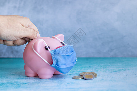 卷成粉红小猪银行的硬币安全面具破产休息震惊小猪货币现金养老金危机图片
