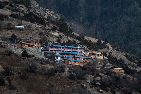 上皮桑山村山村旅行招待所天空山脉风景电路蓝色村庄餐厅图片