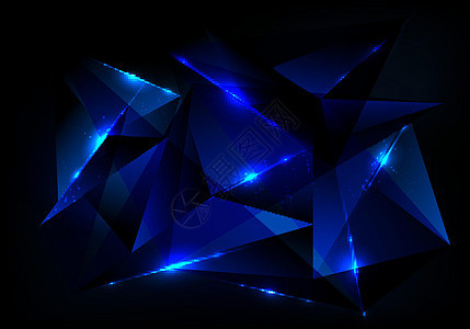 具有蓝色多边形图案和深蓝色背景发光照明的抽象未来技术概念图片