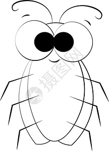 可爱的卡通蟑螂 绘制黑白插图图片