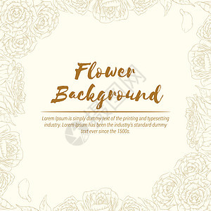 背景手绘花玫瑰素描花卉模板矢量 Layou图片