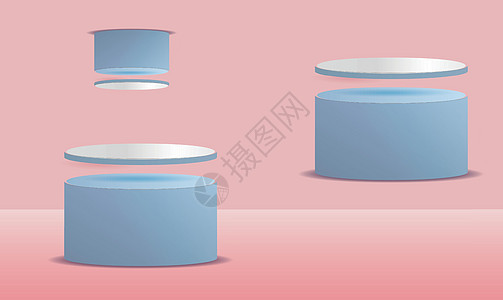粉红色背景上小圆圈和大圆圈的抽象创意设计食物餐厅瓶子产品平台玻璃奶油反射插图牛奶图片