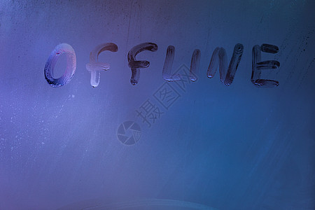 霓虹字带冷霓虹蓝背光的雾状玻璃上的离线字迹写作交通商业幸福想像力网络生活技术手写体字体背景