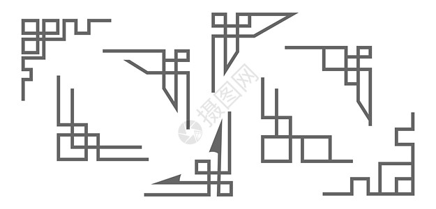 一组角框几何图章或模板 用于剪贴簿和模切装饰压花模板图片