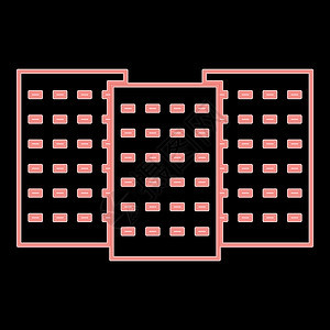 霓虹灯三楼红色矢量插图平面样式图像背景图片