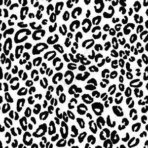 抽象的现代豹纹无缝图案 动物时尚背景 印刷卡片明信片织物纺织品的黑白装饰矢量插图 风格化滑雪的现代装饰品皮肤绘画猎豹皮革刷子墙纸图片