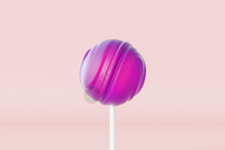 紫色棒棒糖甜糖果上粉红色 background3d 渲染背景图片