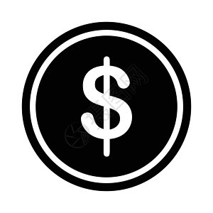 钱硬币圆形圆形美元符号图标 孤立在白色背景上的黑色插图  EPS矢量图片