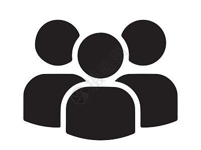 多用户图标 三简笔图人组团队乐队男子 孤立在白色背景上的黑色插图  EPS矢量图片