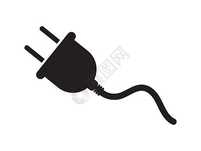 电源线 C 型电缆两针插头 孤立在白色背景上的黑色插图  EPS矢量图片