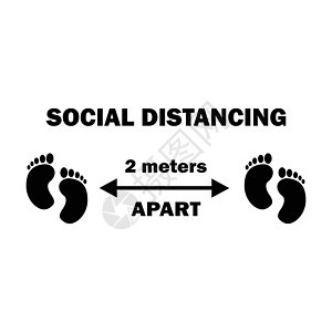 1255 社交距离 两个脚印相距 2 米图片