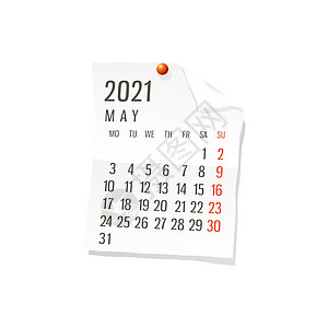 2021 年 5 月矢量日历图片