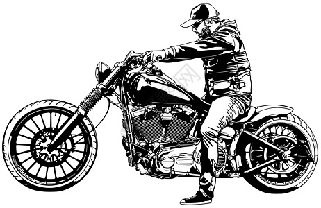 骑哈雷骑摩托车的摩托车手骑士插图发动机绘画车辆运输摩托车手路线司机车轮设计图片