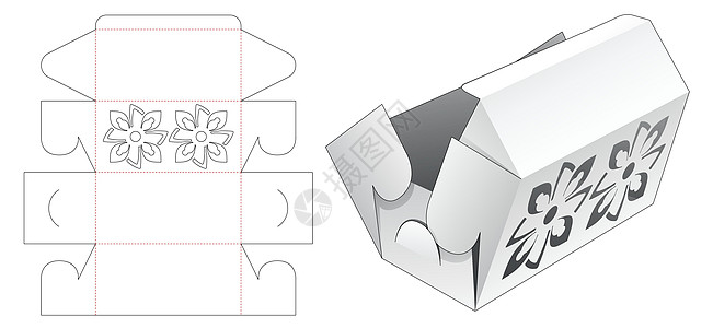 带钢印图案模切模板的折叠盒展示模切木板产品蓝图插图糖果盒子贮存食物图片