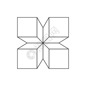 四个正方形与远点相连的抽象图形图片