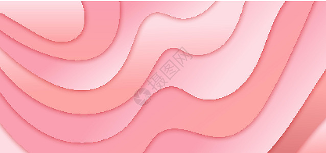 优雅的抽象横幅设计软粉色纸风格波浪层背景和纹理图片